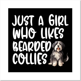 Just A Girl Who Likes Bearded Collies Posters and Art